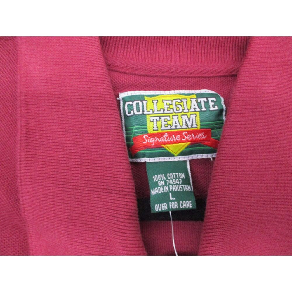Collegiate Team Maroon Polo Embroidered Logo Rugby Shirt Men Size Large - Picture 4 of 8